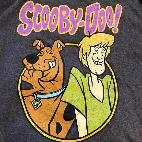 Scooby Doo Crew Neck T-Shirt Scooby Shaggy Laughing Print Short Sleeve Gray XXL - Picture 3 of 5